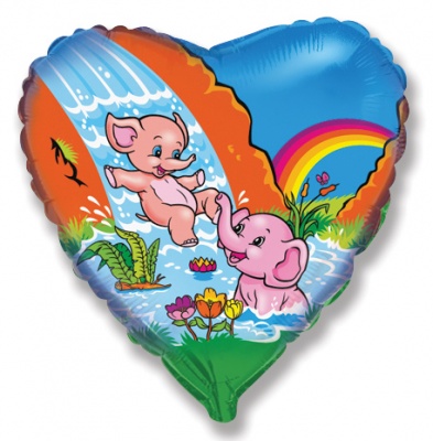 Funny Elephants 18'' Heart Foil Balloon
